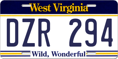 WV license plate DZR294