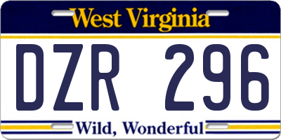 WV license plate DZR296