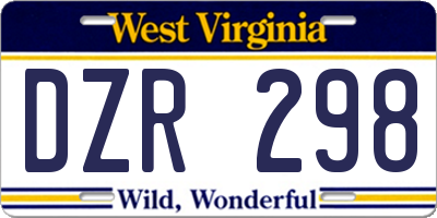WV license plate DZR298
