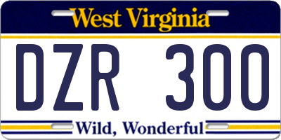 WV license plate DZR300