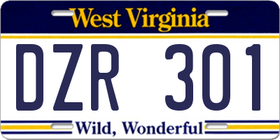 WV license plate DZR301