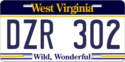 WV license plate DZR302