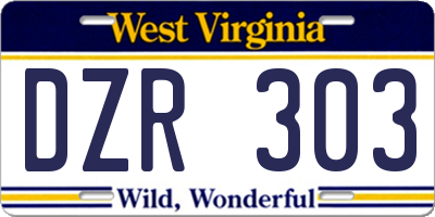 WV license plate DZR303