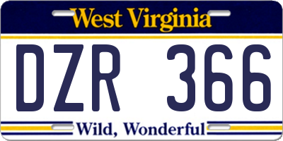 WV license plate DZR366