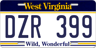 WV license plate DZR399
