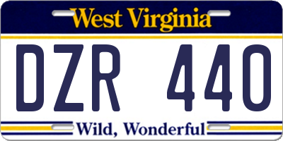 WV license plate DZR440
