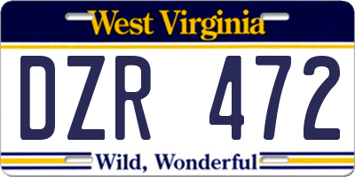 WV license plate DZR472