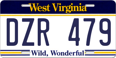 WV license plate DZR479
