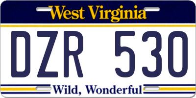 WV license plate DZR530
