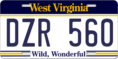 WV license plate DZR560