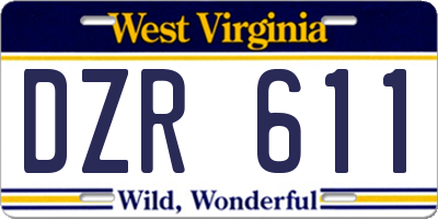 WV license plate DZR611