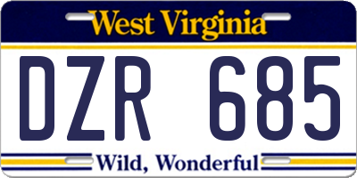 WV license plate DZR685