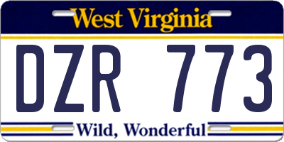 WV license plate DZR773