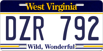 WV license plate DZR792