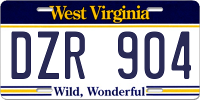 WV license plate DZR904