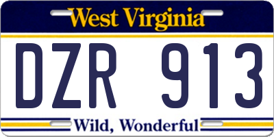 WV license plate DZR913