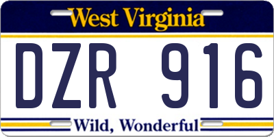WV license plate DZR916