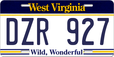 WV license plate DZR927