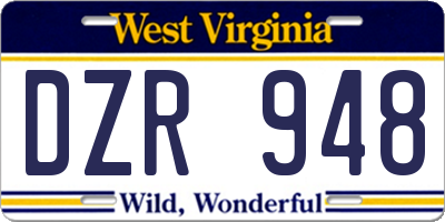 WV license plate DZR948