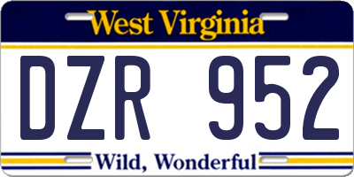 WV license plate DZR952