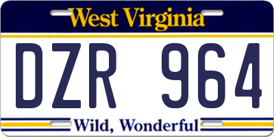 WV license plate DZR964