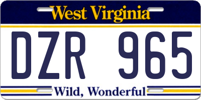 WV license plate DZR965