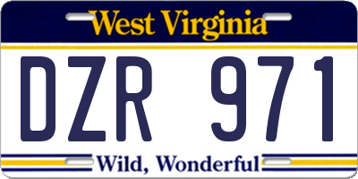 WV license plate DZR971