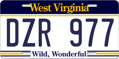 WV license plate DZR977