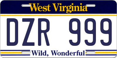 WV license plate DZR999
