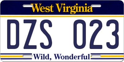 WV license plate DZS023