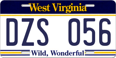 WV license plate DZS056