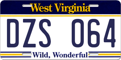 WV license plate DZS064