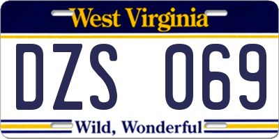 WV license plate DZS069