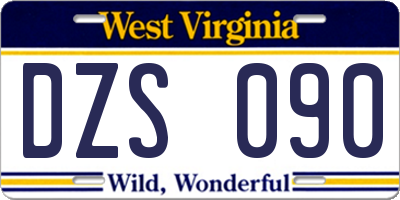 WV license plate DZS090