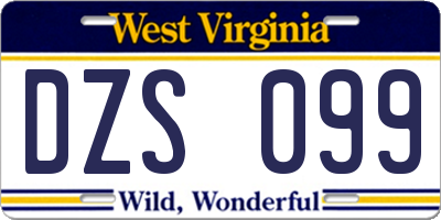 WV license plate DZS099