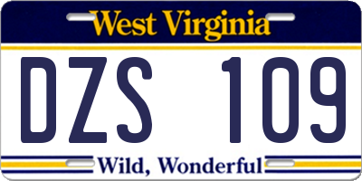 WV license plate DZS109