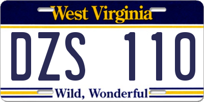 WV license plate DZS110