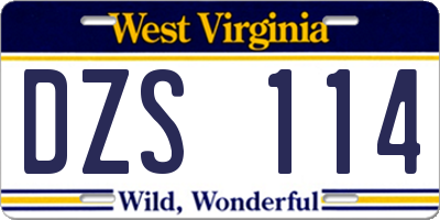 WV license plate DZS114