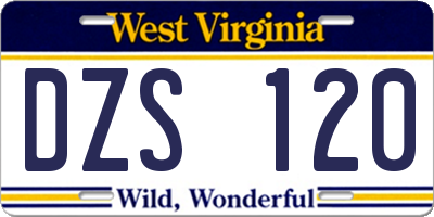 WV license plate DZS120