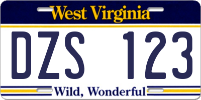 WV license plate DZS123