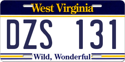 WV license plate DZS131