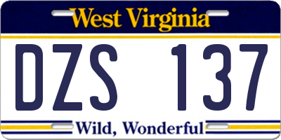 WV license plate DZS137
