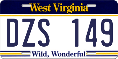 WV license plate DZS149