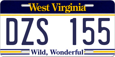 WV license plate DZS155