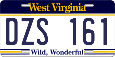 WV license plate DZS161