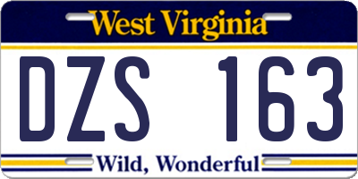 WV license plate DZS163