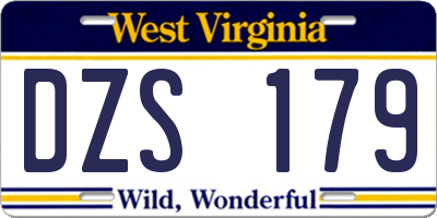 WV license plate DZS179