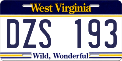 WV license plate DZS193