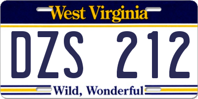 WV license plate DZS212