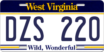 WV license plate DZS220